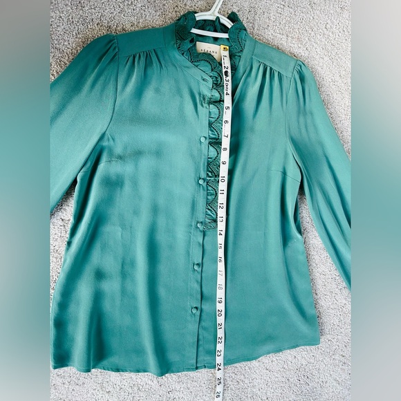 SEZANE Chloe Sage Silk Blouse Size 36(US4) - Picture 16 of 16